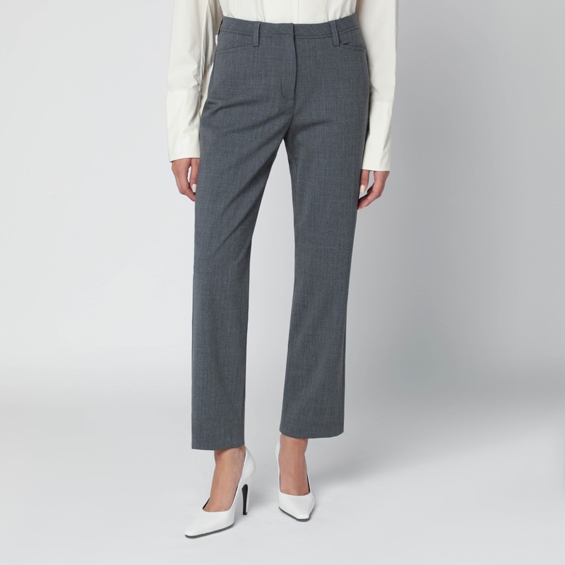Grey wool-blend trousers