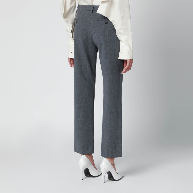 The Latest Thelatest Grey Wool-blend Trousers In Gray