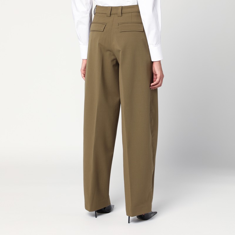 The Latest Taupe Wool Blend Trousers In Green