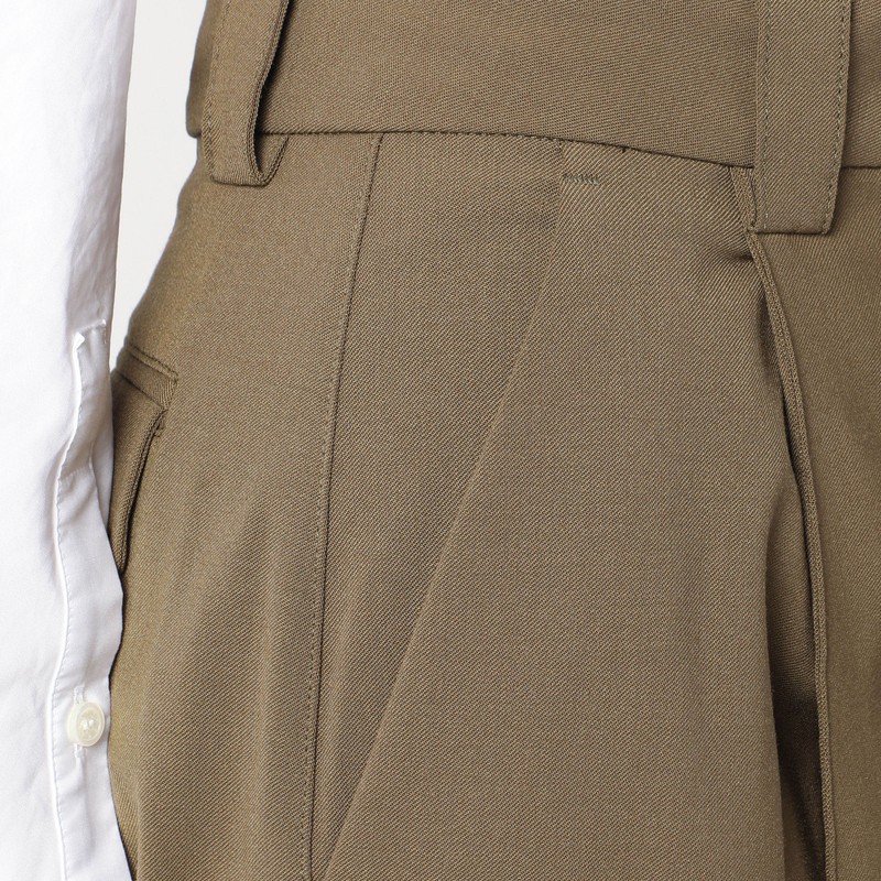 The Latest Taupe Wool Blend Trousers In Green
