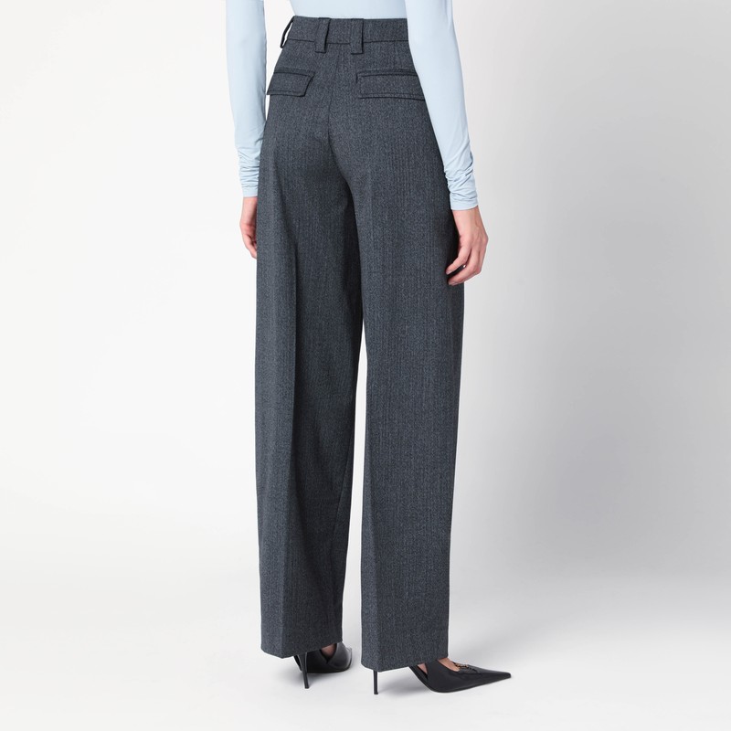The Latest Wide Grey Wool-blend Trousers In Gray