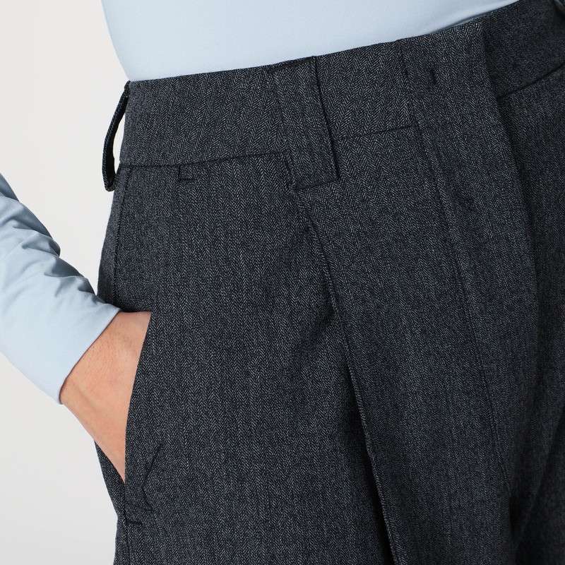 The Latest Wide Grey Wool-blend Trousers In Gray