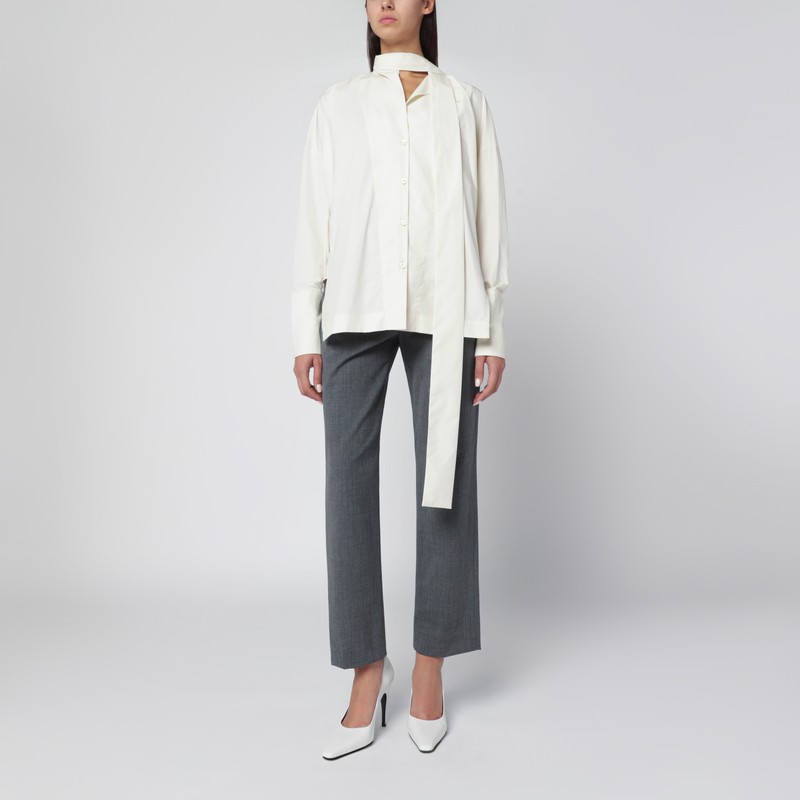 Butter-colored shirt with scarf detail