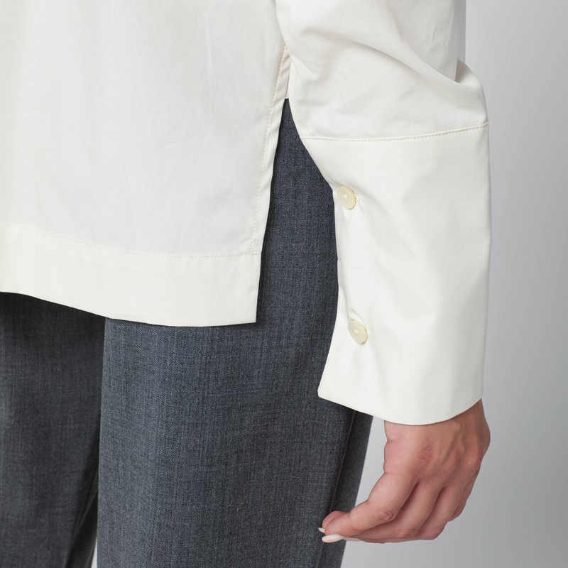 The Latest Thelatest Butter-colored Shirt With Scarf Detail In White