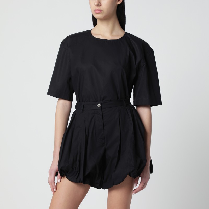 Short-sleeve black cotton top