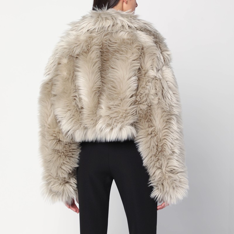 The Latest Short Ice-white Faux Fur Coat In Gray