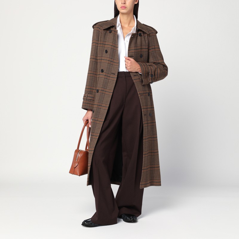 The Latest Wide-leg Brown Wool Blend Trousers In Brown