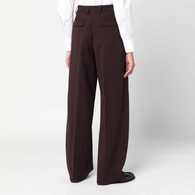 The Latest Wide-leg Brown Wool Blend Trousers In Brown