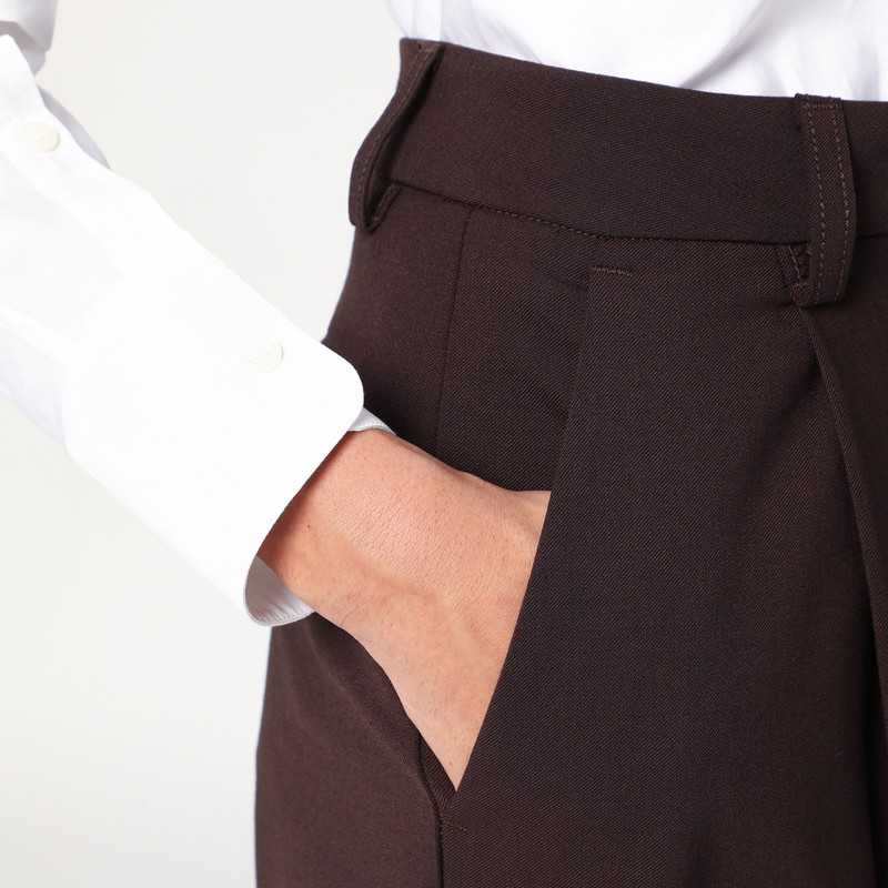 The Latest Wide-leg Brown Wool Blend Trousers In Brown