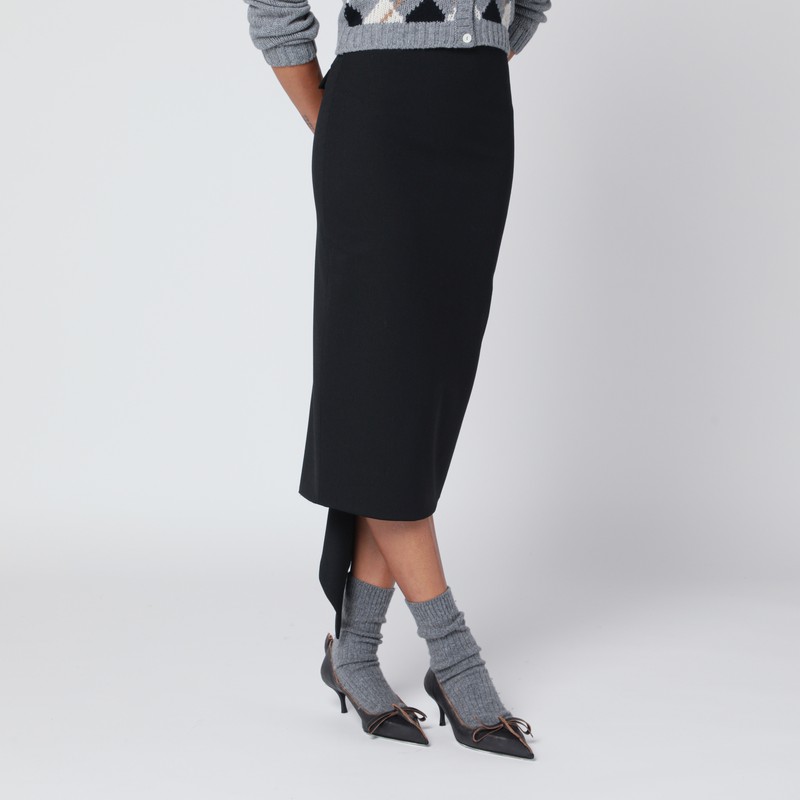 The Latest Black Cotton Midi Skirt In Black