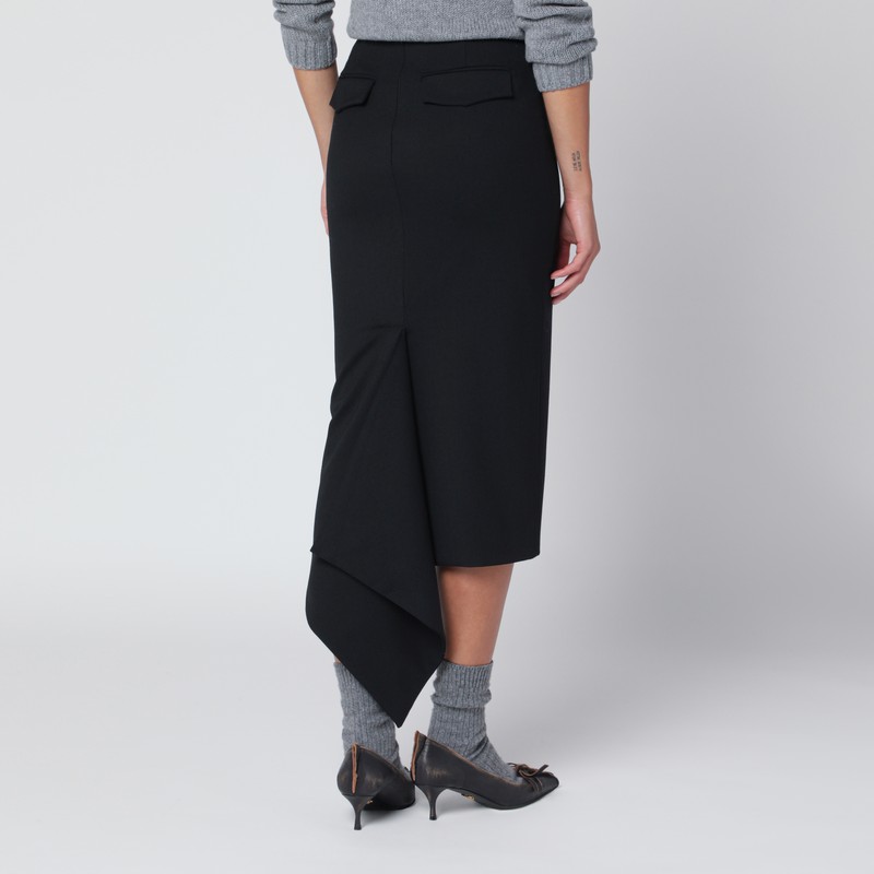 The Latest Black Cotton Midi Skirt In Black