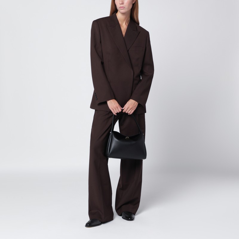 Themoirè Structured Shoulder Bag Metal Hardware In Black