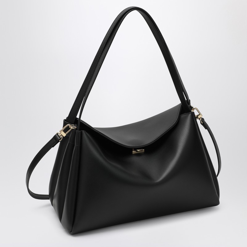 Themoirè Structured Shoulder Bag Metal Hardware In Black