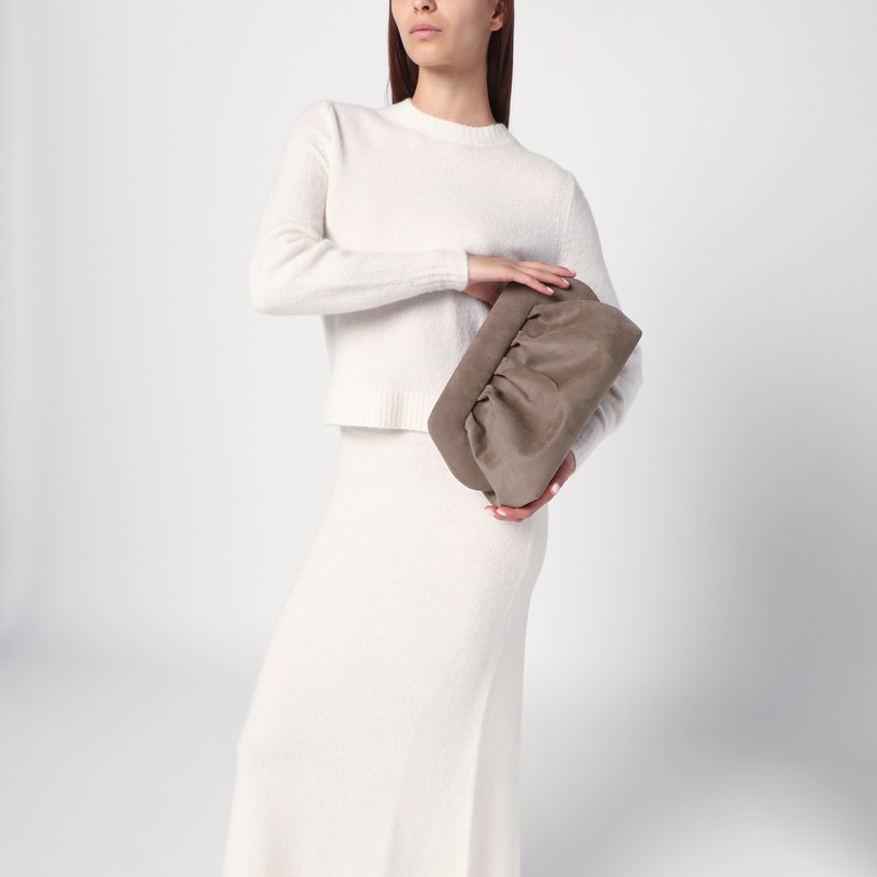 Themoirè Medium Bios Clutch Colour Mud Suede Effect In Gray