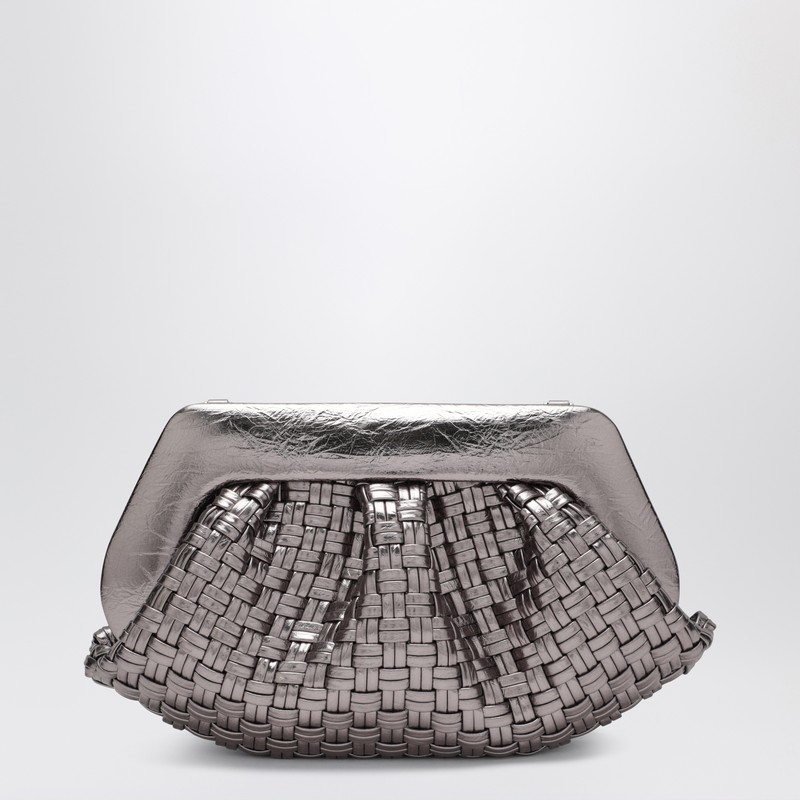 Woven silver clutch