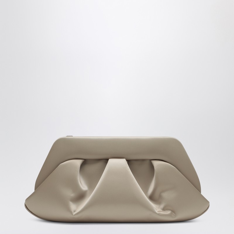 Themoirè Ivory Satin Clutch Emera In Gray