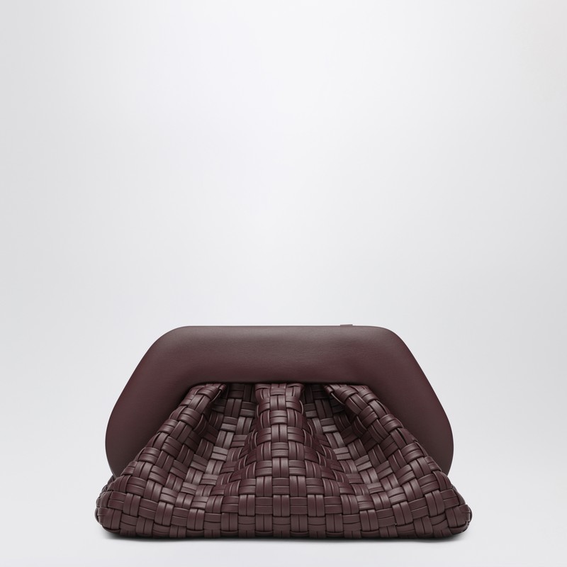 Plum colored woven clutch Tia