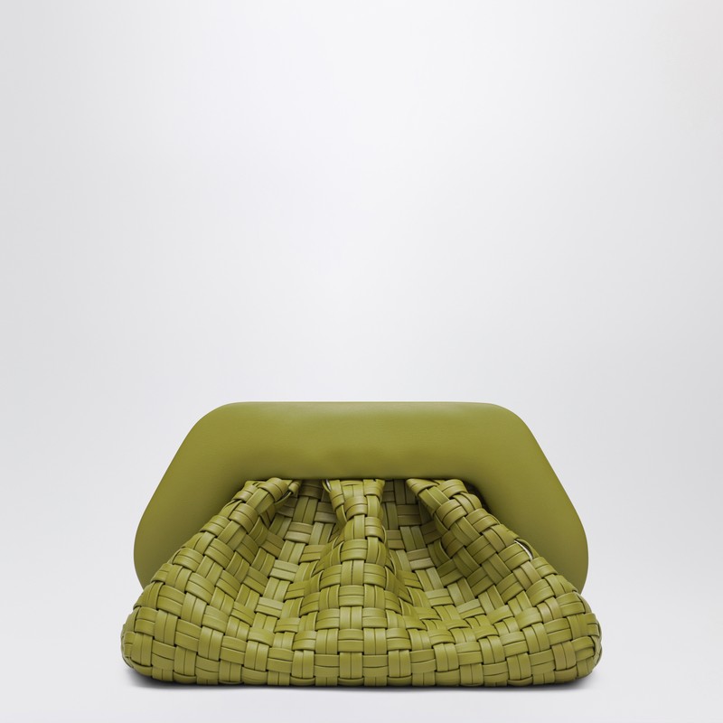 Kiwi colored braided clutch Tia