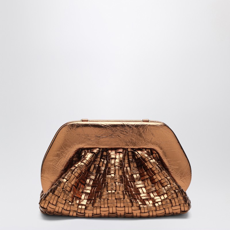 Micro woven bronze laminate clutch Tia