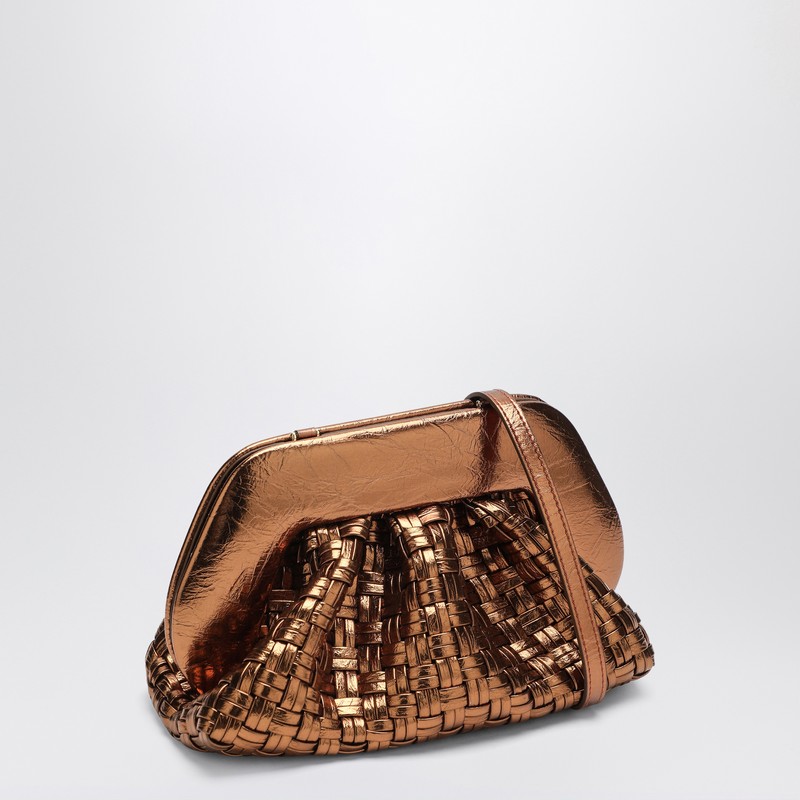 Themoirè Micro Woven Bronze Laminate Clutch Tia In Metallic