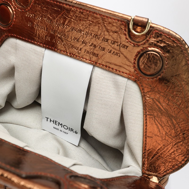 Themoirè Micro Woven Bronze Laminate Clutch Tia In Metallic