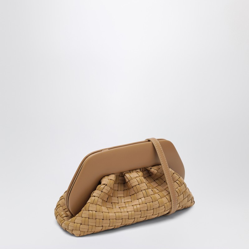 Themoirè Woven Clutch Tia In Biscuit Color In Brown