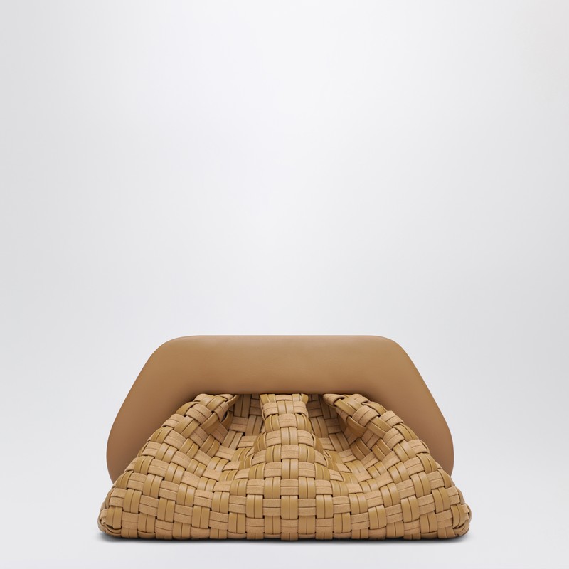 Themoirè Woven Clutch Tia In Biscuit Color In Brown