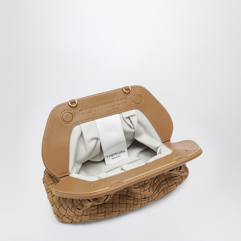 Themoirè Woven Clutch Tia In Biscuit Color In Brown