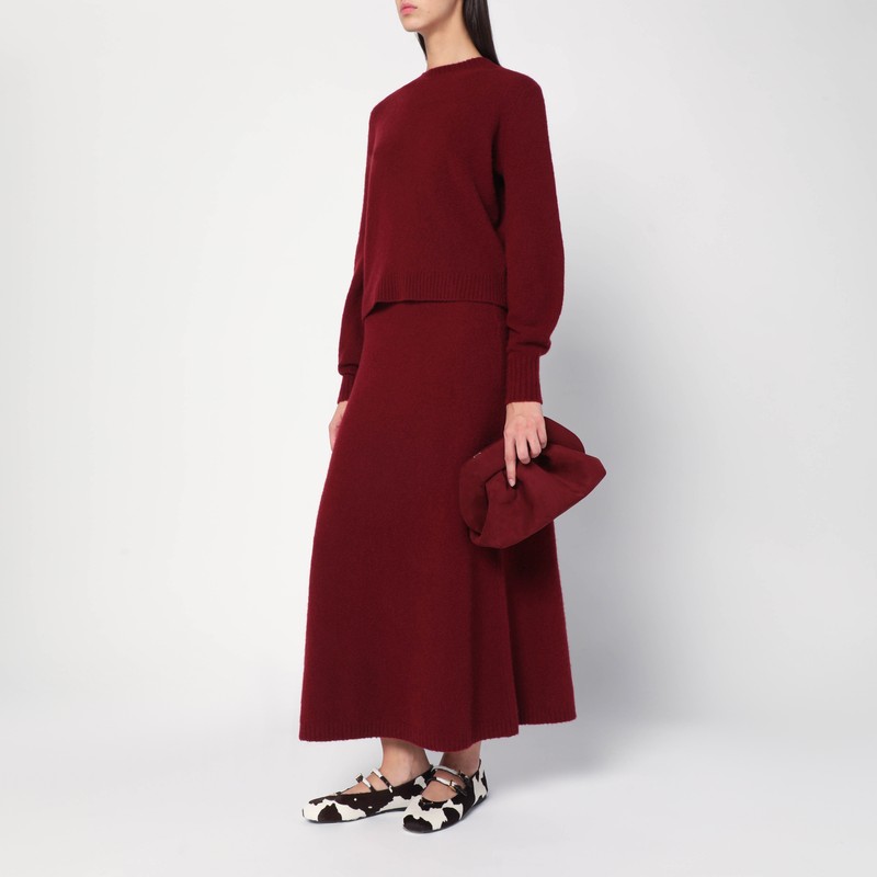 Themoirè Tia Clutch Plum Suede Effect In Burgundy