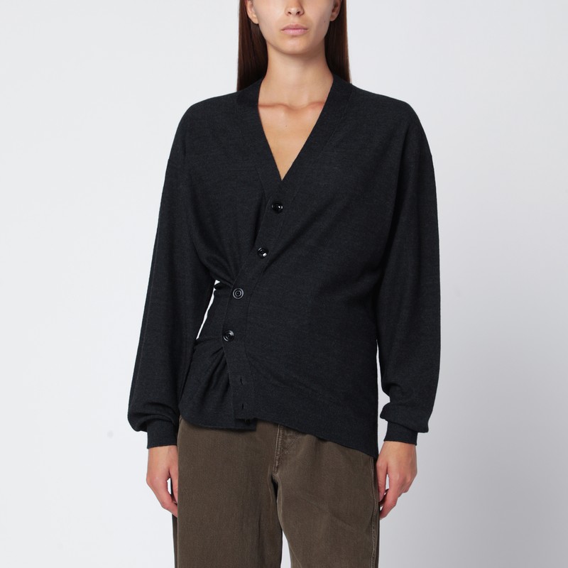 Charcoal grey wool-blend cardigan