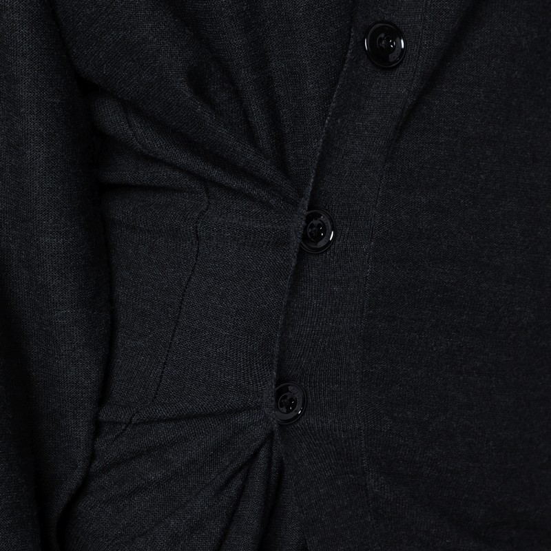 Lemaire Charcoal Grey Wool-blend Cardigan In Black