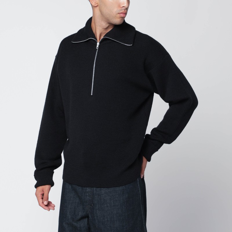 Charcoal grey wool-blend cardigan