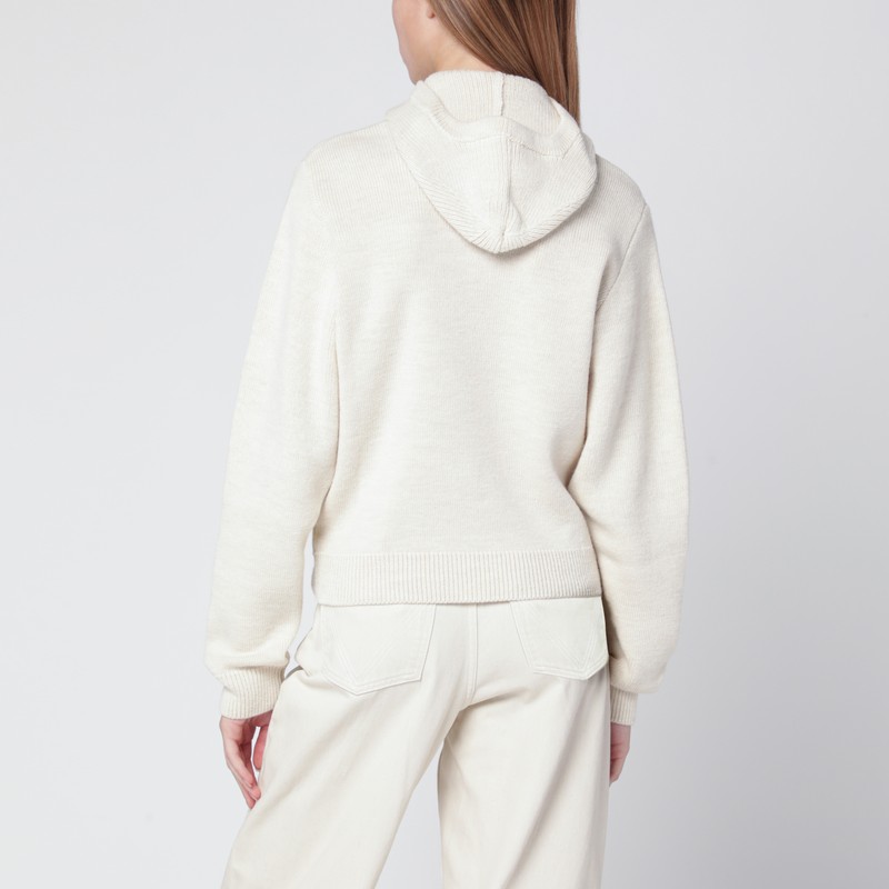Lemaire Cream Hooded Sweater In White