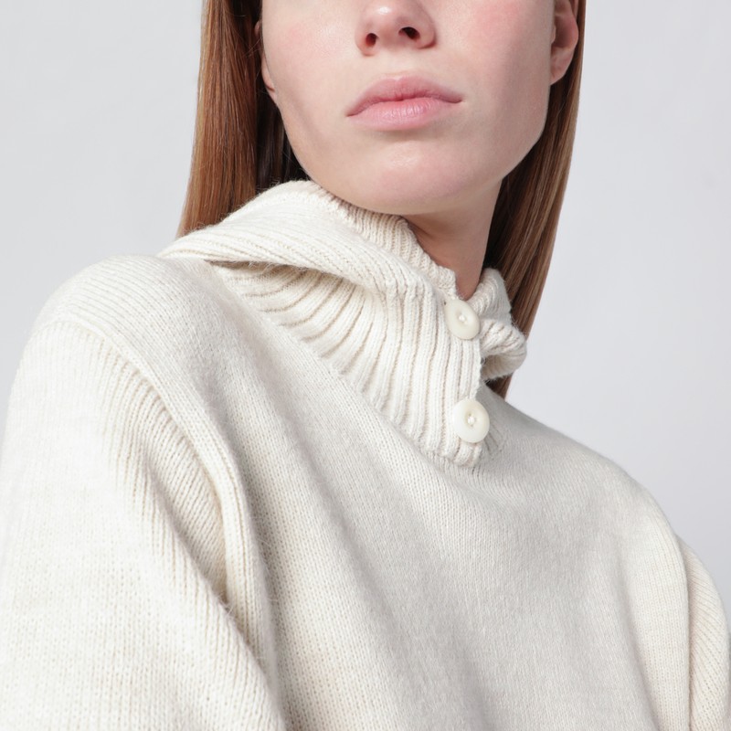 Lemaire Cream Hooded Sweater In White
