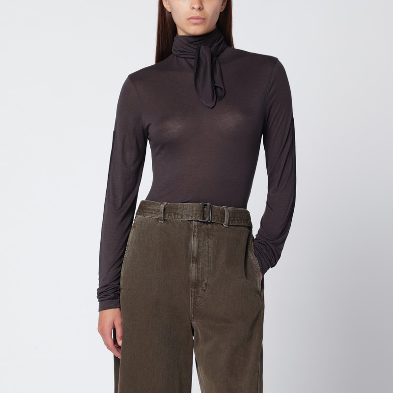 Grey top with scarf and patches