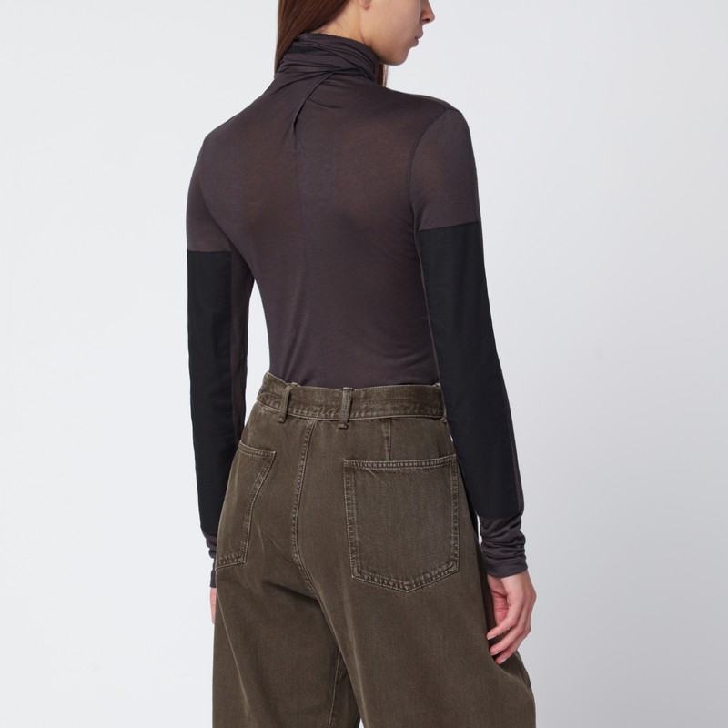 Lemaire Grey Top With Scarf And Patches In Black