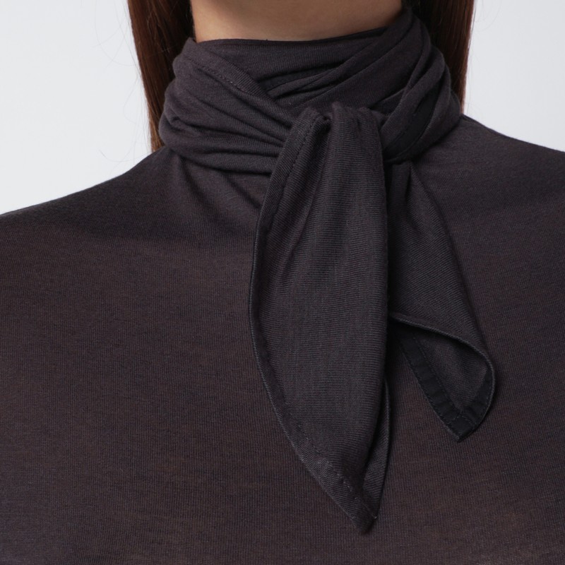 Lemaire Grey Top With Scarf And Patches In Black