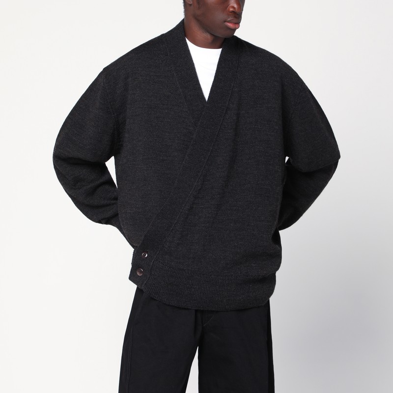 Brown alpaca wrap cardigan