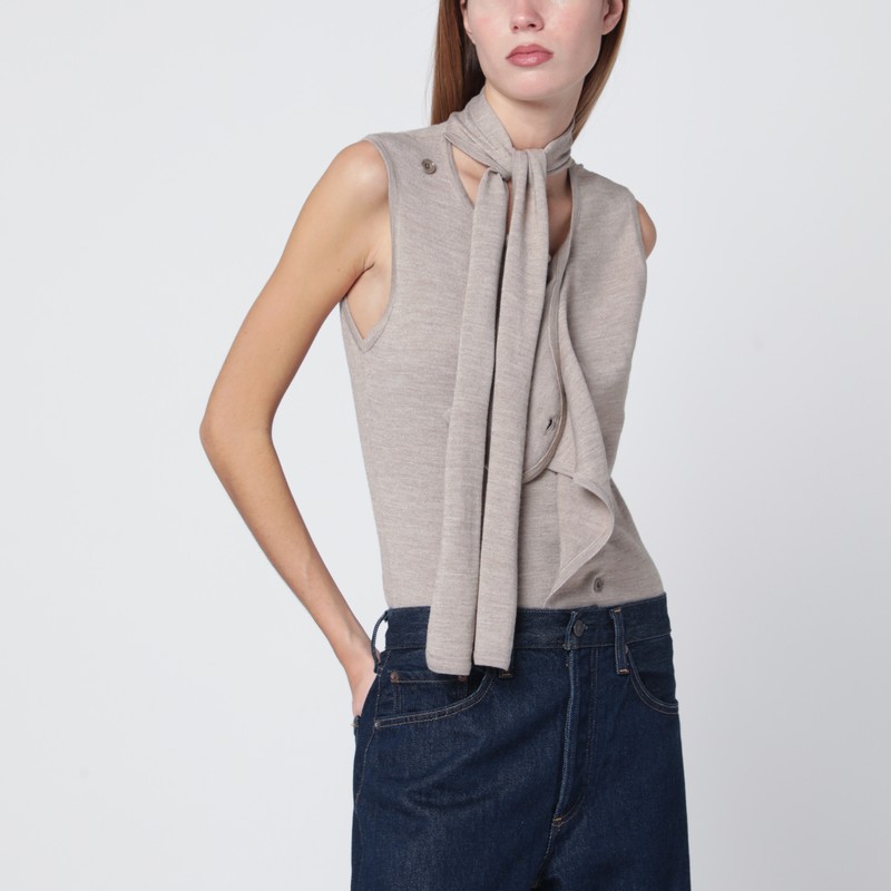 Lemaire Taupe Wool Blend Waistcoat In Gray