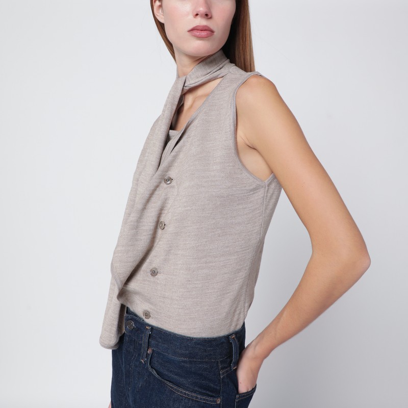 Lemaire Taupe Wool Blend Waistcoat In Gray