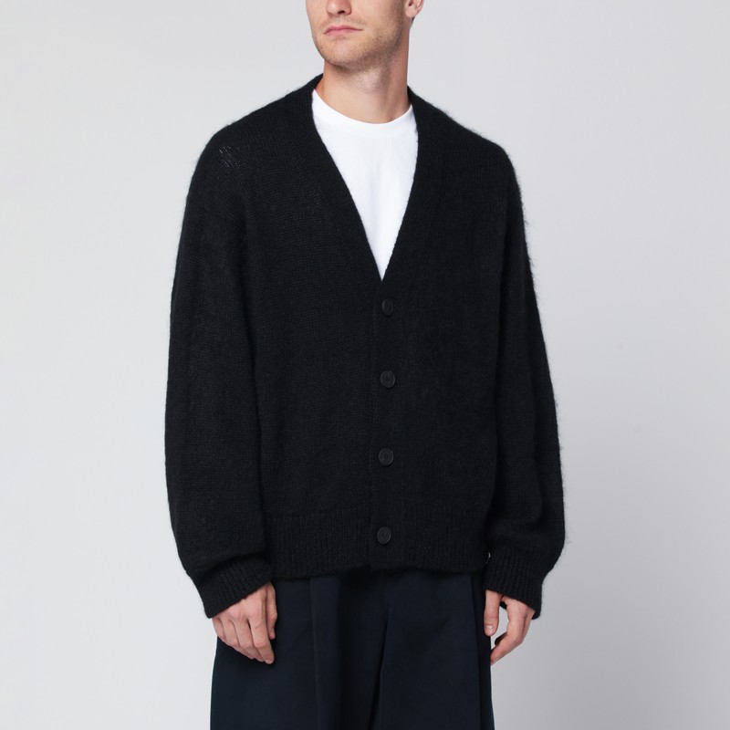 Black mohair-blend cardigan