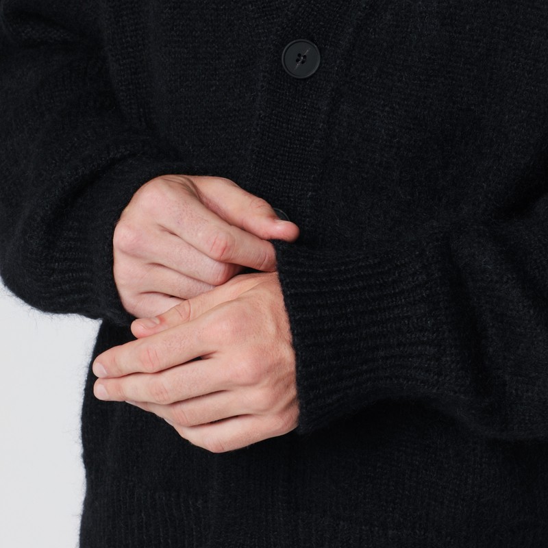 Studio Nicholson Trey Sn-1498 Cardigan In Black Polyamide In Black