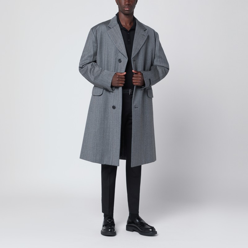 Gray single-breasted wool coat