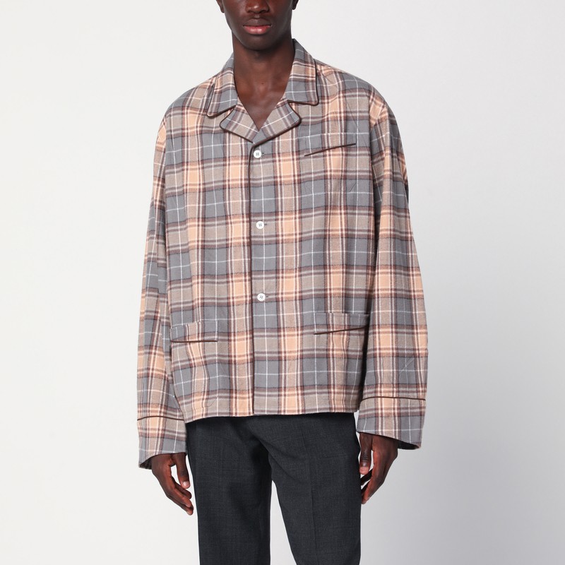 Steel/cameo checked cotton shirt