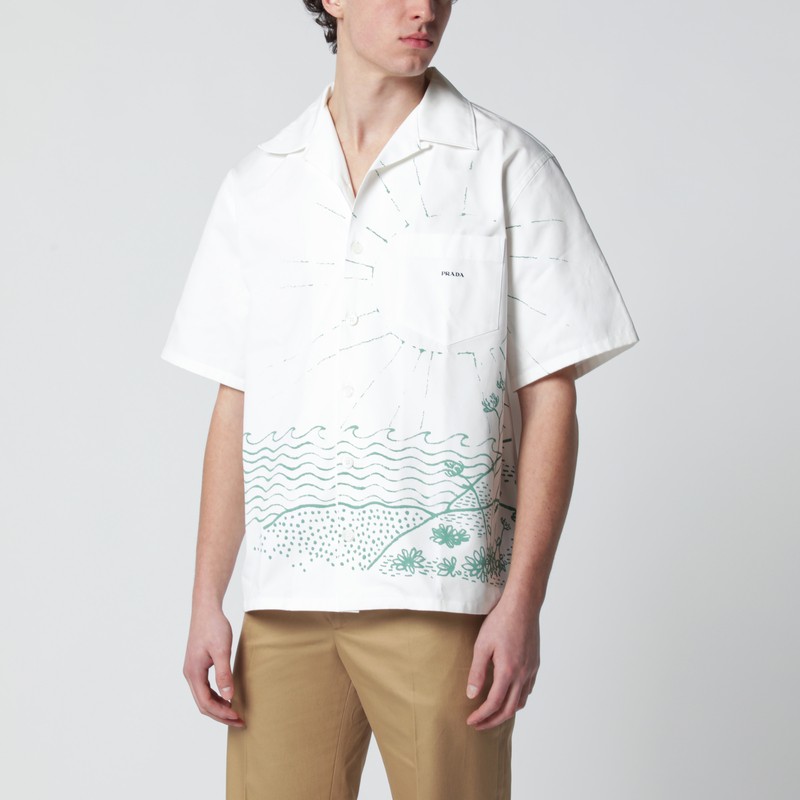 Short-sleeve bowling shirt with print