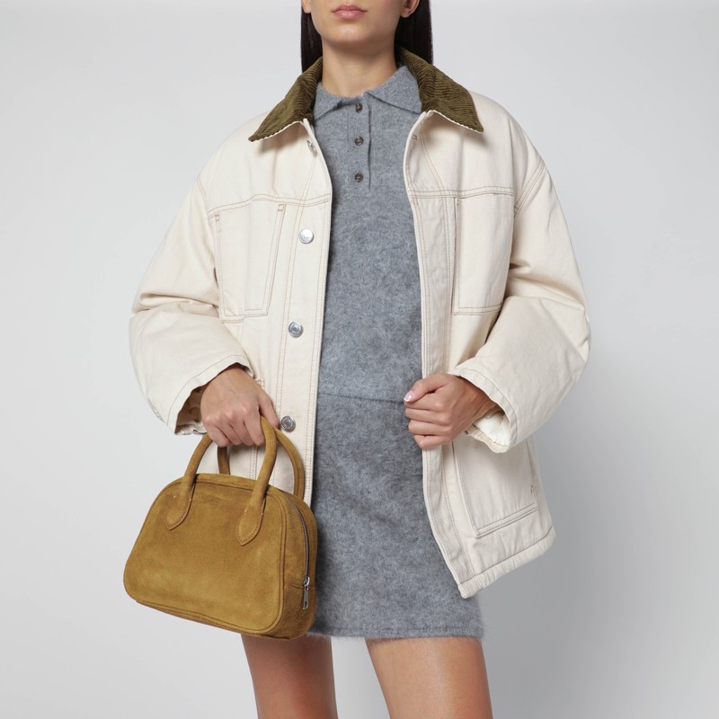 Dunst Structured Suede Mini Bag With Top Handles In Brown