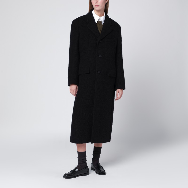 Black single-breasted wool-blend coat