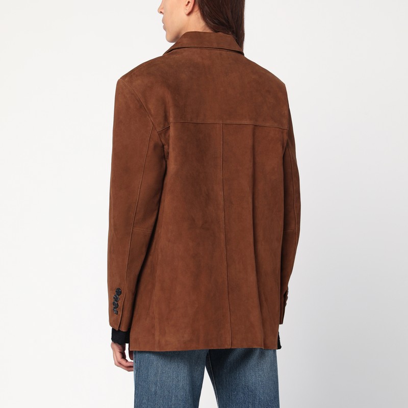 Dunst Camel Leather Single-breasted Jacket In Brown