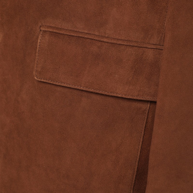 Dunst Camel Leather Single-breasted Jacket In Brown