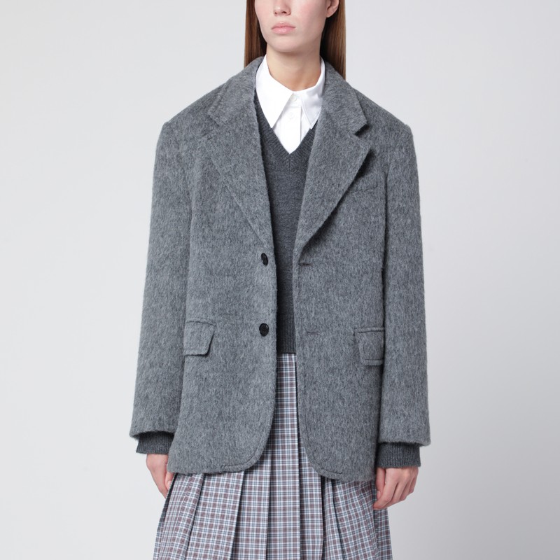 Grey mélange wool-blend jacket